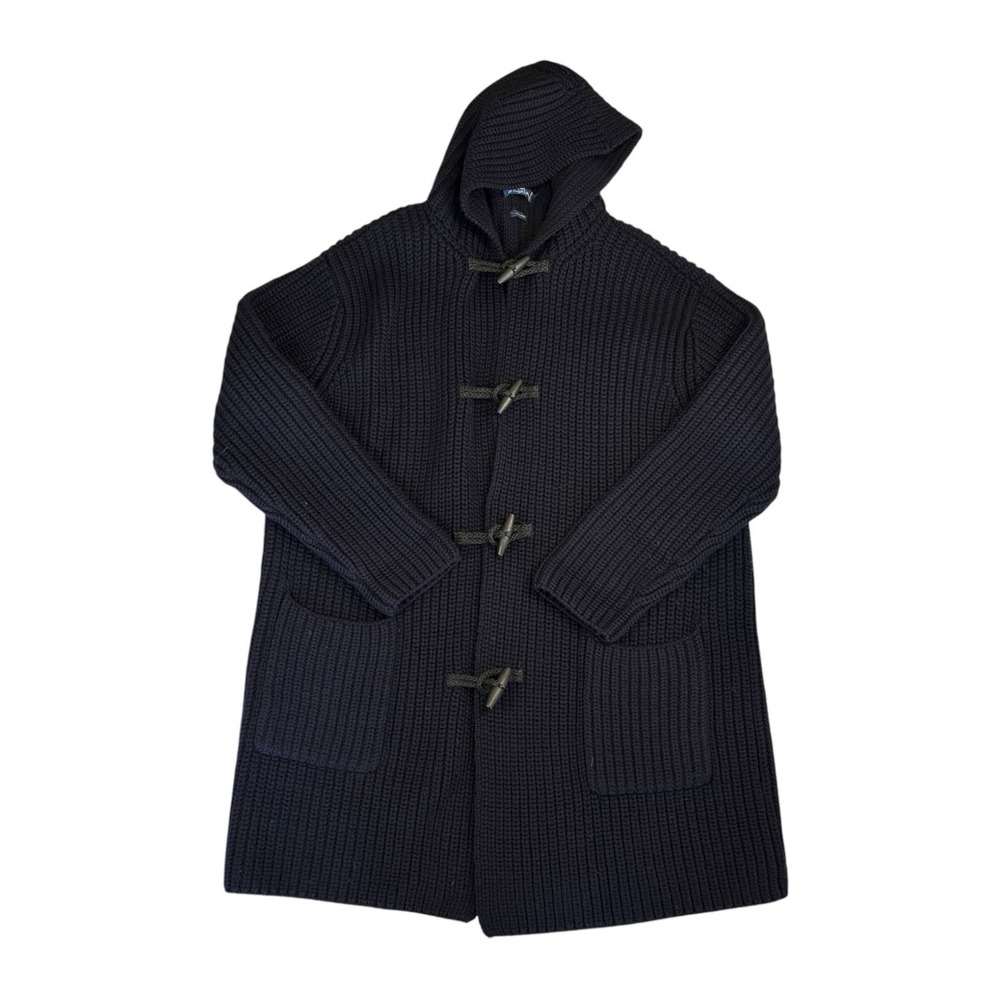VTG 90s Polo Ralph Lauren‎ Toggle Hooded Knit Long Trench Wool Sweater Jacket XL